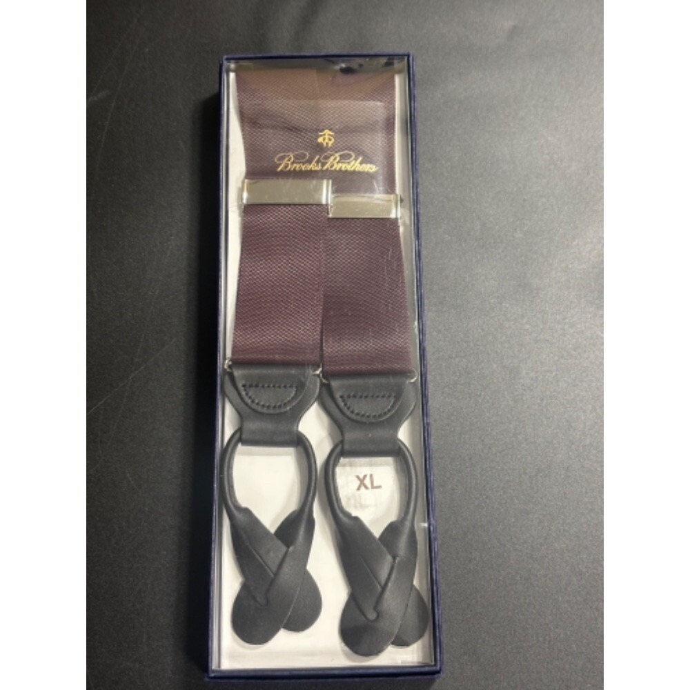 Brooks Brothers NIB‎ Solid Suspenders Maroon Red XL MSRP $148